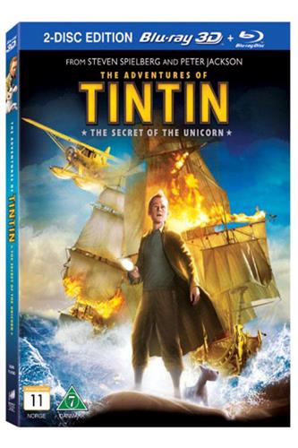 Blu-Ray: Tintin - THe Secret of the Unicorn (indenholder både 2D & 3D versionen)
