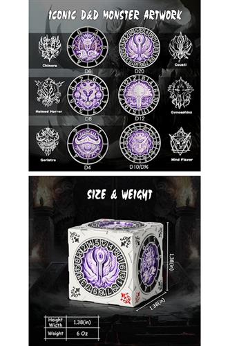 Cube Spinner Dice - Purple & Silver