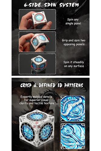 Cube Spinner Dice - Blue & Silver