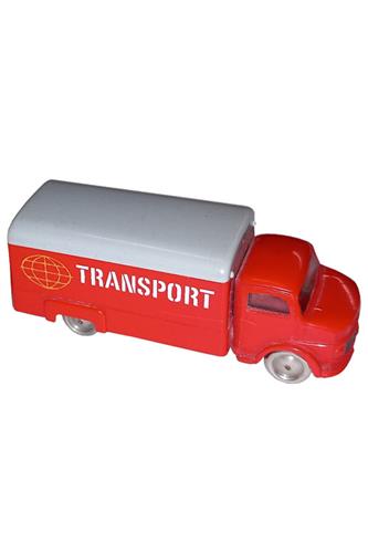 Red HO Scale Mercedes Truck - Covered Van (Kylvagn) i Æske
