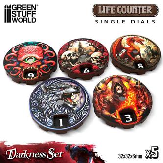 Life Counter Single Dials - Set x5 Darkness