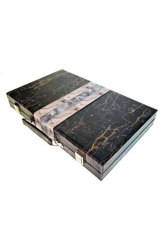 nyt år maling Antagelse Backgammon - Marmor (38cm) - sort filt, grøn/hvid tern | Faraos Webshop