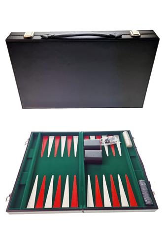 Lille Backgammon Pro - Sort - 28 cm., Grøn Filt, Hvid/Rød Tern | Faraos ...