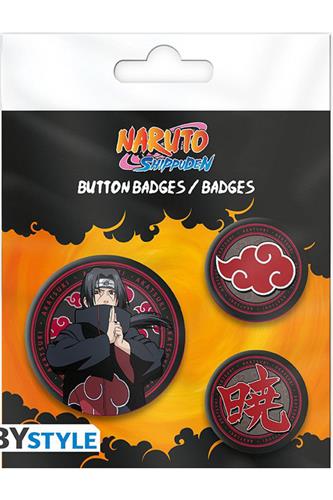 Naruto Shippuden - Itachi & Akatsuki Badges (3stk)