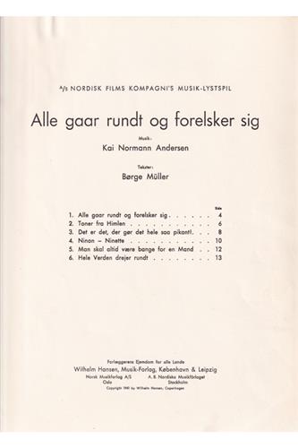 Alle Gaar Rundt og Forelsker Sig 1941 - 1. Oplag (?) Node Hæfte