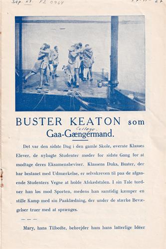 Buster Keaton som Gaa-Gængermand - 1927 (College) Buster Keaton som Gaa-Gængermand - 1927 (College)