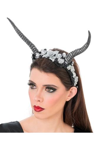 Sølvsmykket hornbøjle med blomster Sølvsmykket hornbøjle med blomster