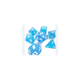 7xPolyhedral Dice: Caribisk blå m. hvid
