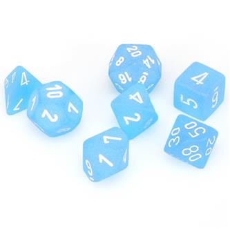 7xPolyhedral Dice: Caribisk blå m. hvid
