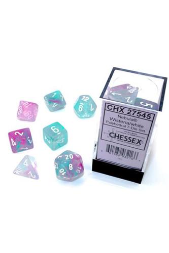 Terninger: 7xPolyhedral Dice: Nebula Luminary - Whisteria med hvid