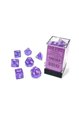 Terninger: 7xPolyhedral Dice: Borealis Luminary - Lilla med hvid