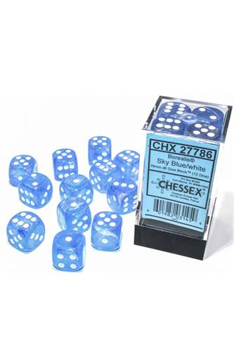 12x16mm d6: Borealis Luminary - Himmelblå med hvid
