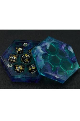 Terningæske (resin, lilla/hvid)