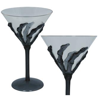 Cocktailglas med skelethånd