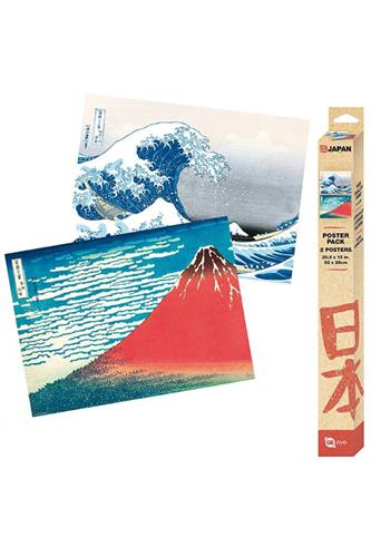 Den Store Bølge & Røde Fuji - Plakater (2stk) 52x38cm