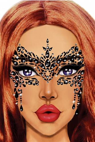 Masquerade Ansigtsjuveler - Sort