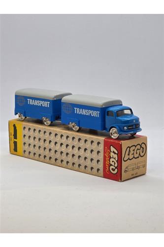Blue HO Scale Mercedes Box Truck with Trailer i Æske