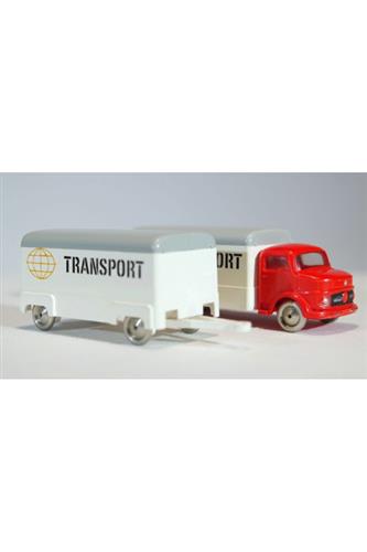 White HO Scale Mercedes Box Truck with Trailer i Æske