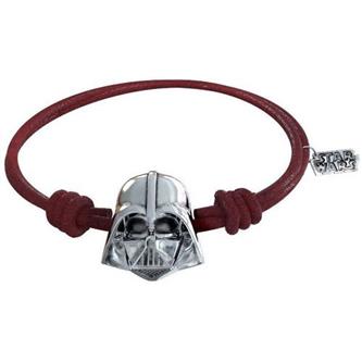 Star Wars Leather Wristband with Pendant (Silver Plated) Darth Vader Red