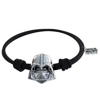 Star Wars Leather Wristband with Pendant (Silver Plated) Darth Vader Black