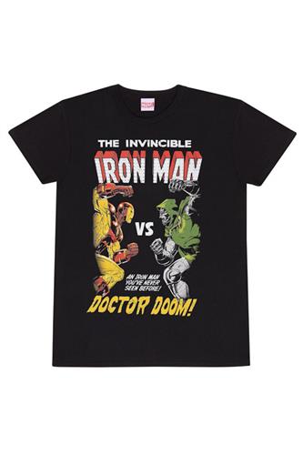 Marvel Universe - Iron Man Vs Doom ( Unisex Black T-shirt) Large
