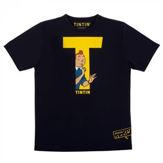 T-shirt Tintin ''T'' - Sort