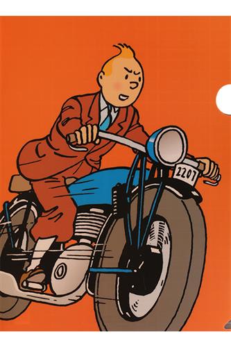 Plastik chateque A4 - Tintin på motercykel(Tintin Grand Voyager)