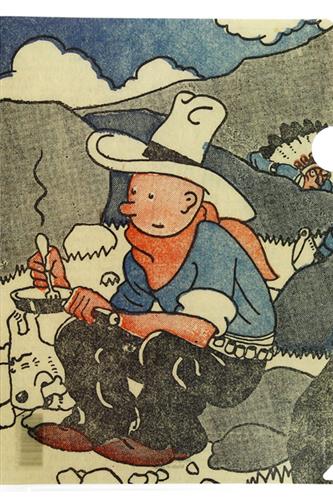 Tintin cowboy ved lejrbål (Amerika)