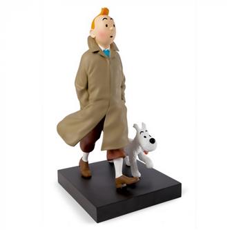 Statue - Tintin i trench med Terry (60 CM)