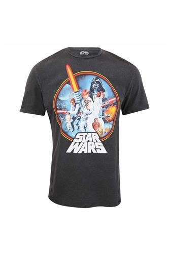 Star Wars - Retro Circle Acid Wash (Unisex Black T-Shirt) XXL