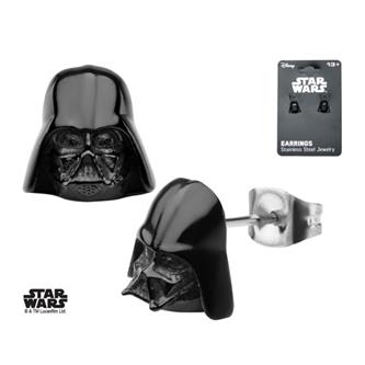 Star Wars Earrings Black PVD Plated 3D Darth Vader