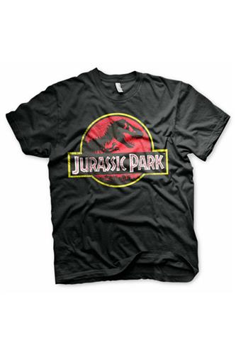 Jurassic Park Distressed Logo Kids T-Shirt (6Year-S, Black)