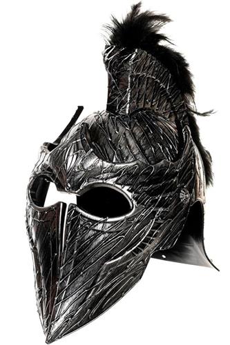 Mørk spids Romerhjelm med fjer