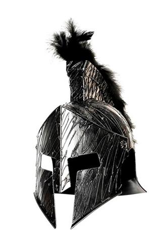 Mørk Trojanerhjelm med fjer